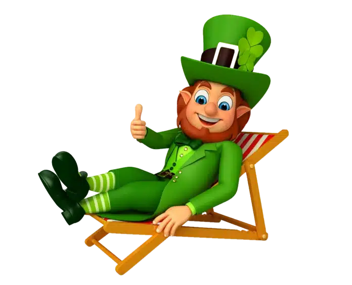 Leprechaun animé sur sa chaise longue au parc d'attractions Fantassia