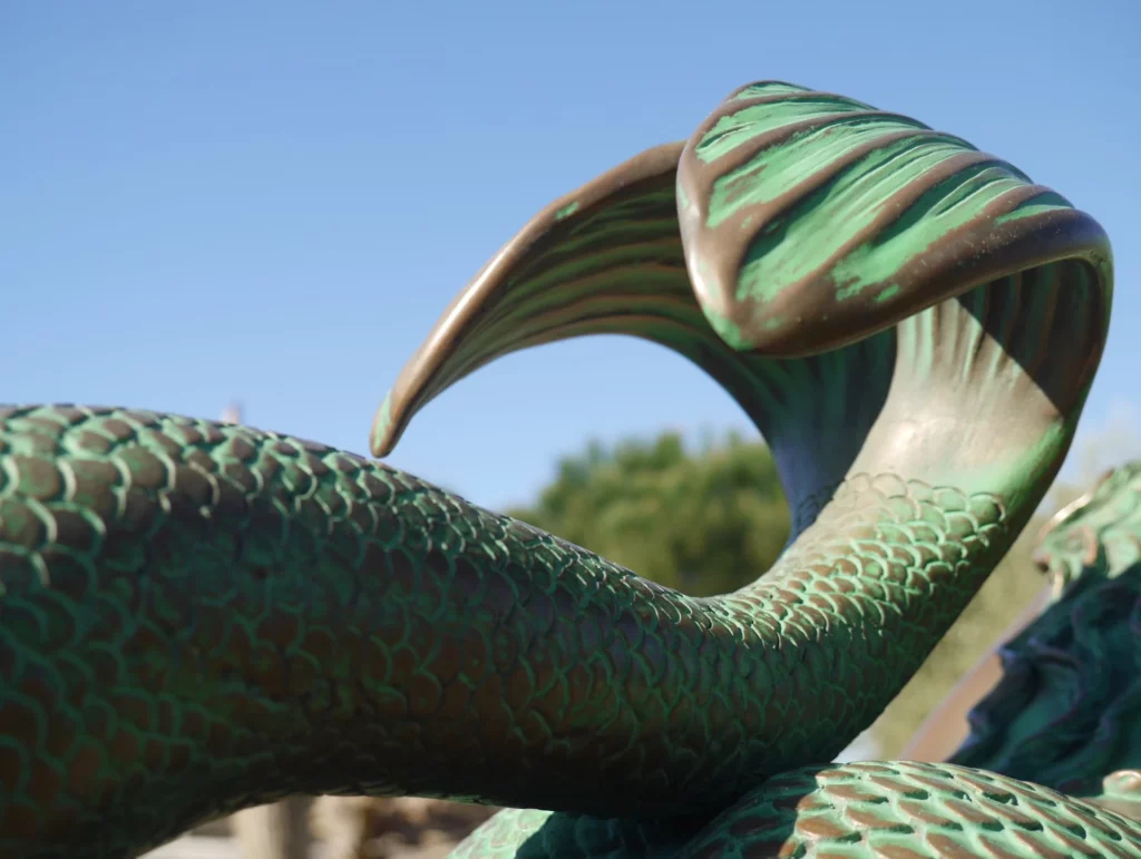 Mermaid tail at the attraction The Lost Island of the Mermaids, a great novelty in the history of the Fantassia amusement park