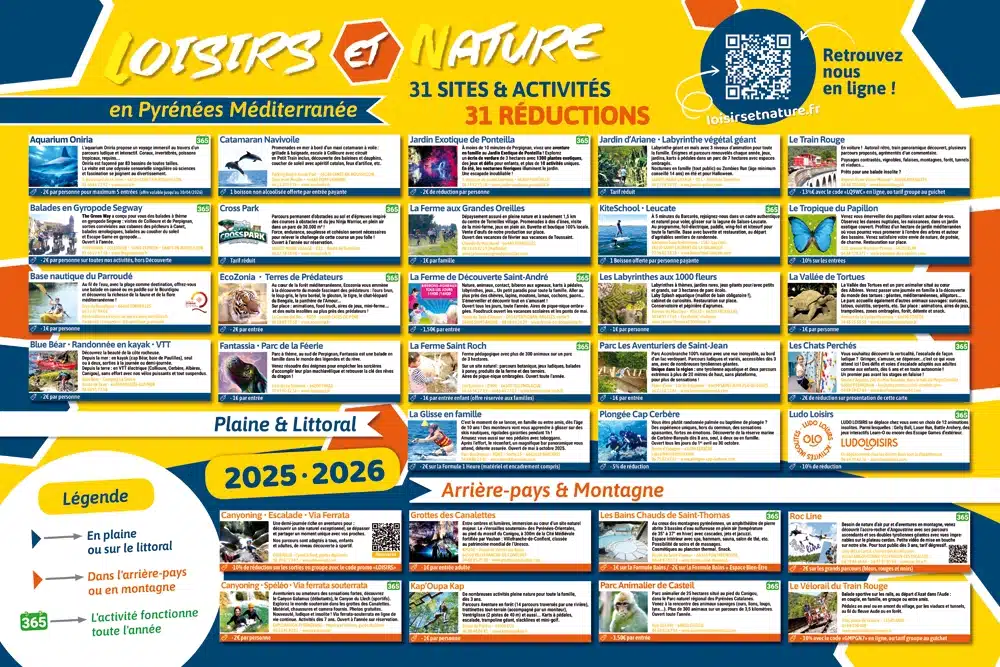 Sites et activités de loisirs des Pyrénées Orientales partenaires du parc Fantassia