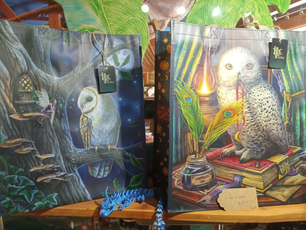 Owl and fairy bags at the Fantassia Park shop